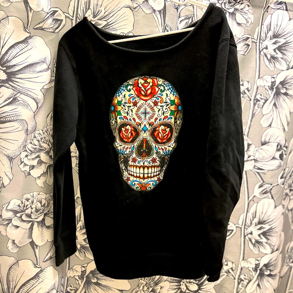 Sugar Skull Scoop Neck Pullover.